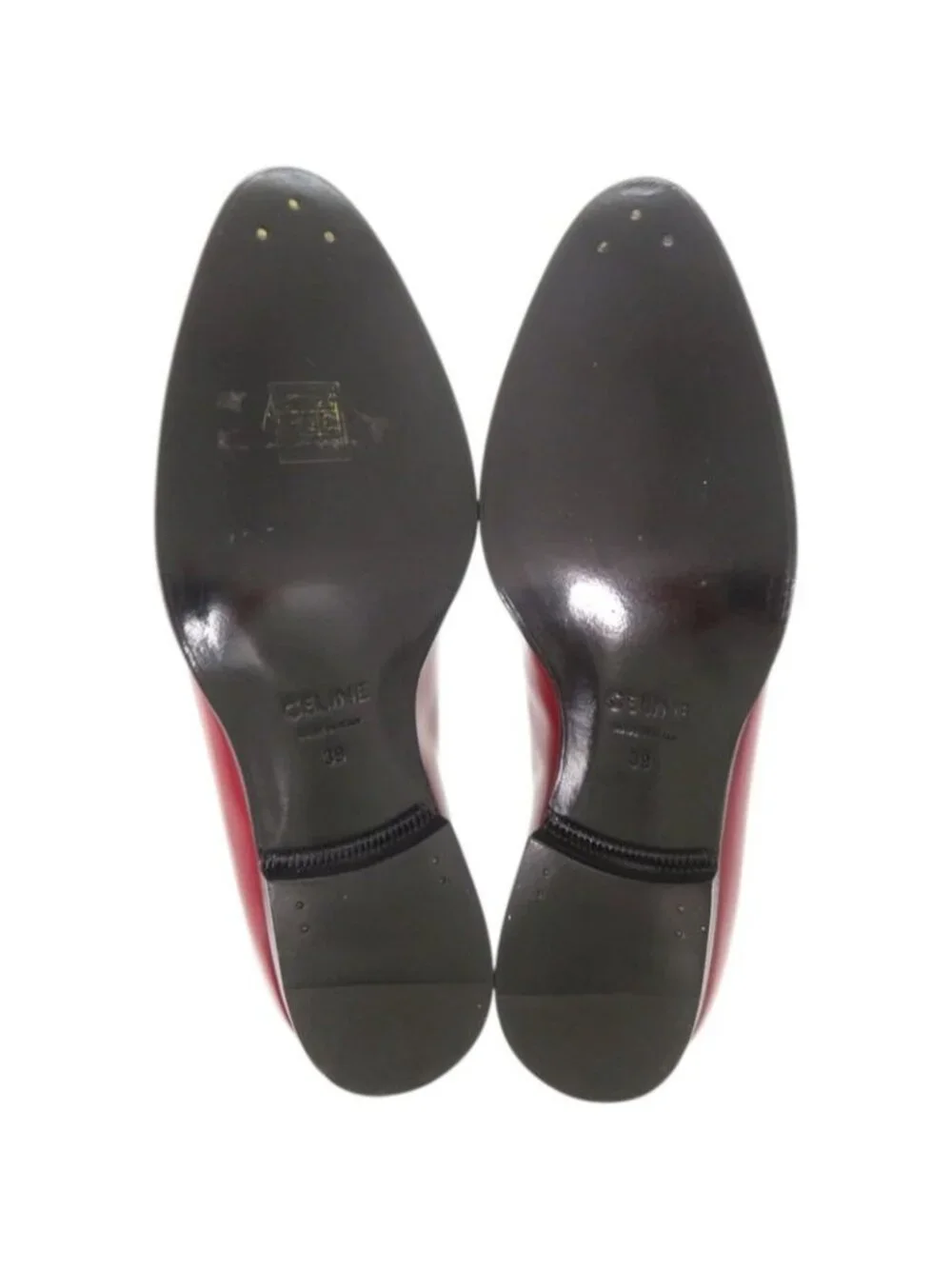 Celine Loafers Tassel Leather Red Shoes - Picture 9 of 10
